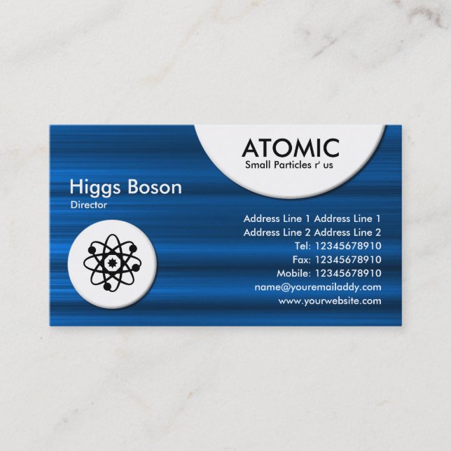 Atomic Circles - Blue Brushed Texture Business Card (Front)