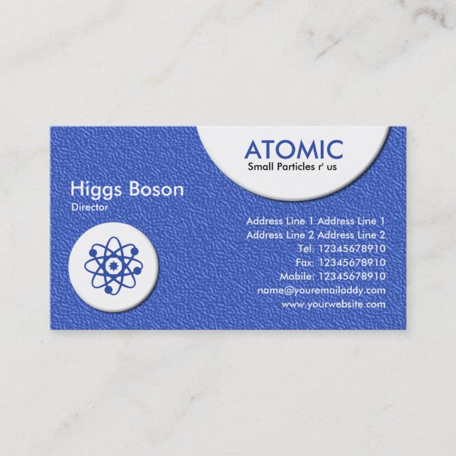 Atomic Circles - Blue Embossed Texture Business Card (Front)