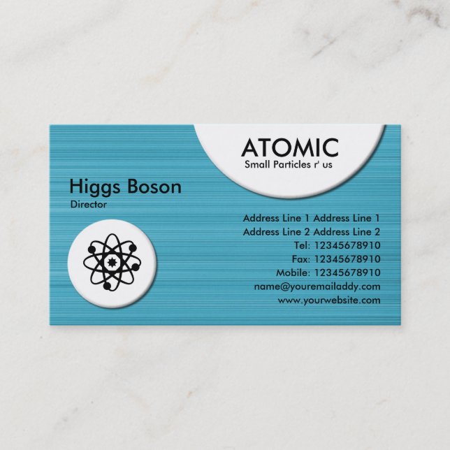 Atomic Circles - Light Blue Brushed Texture Business Card (Front)