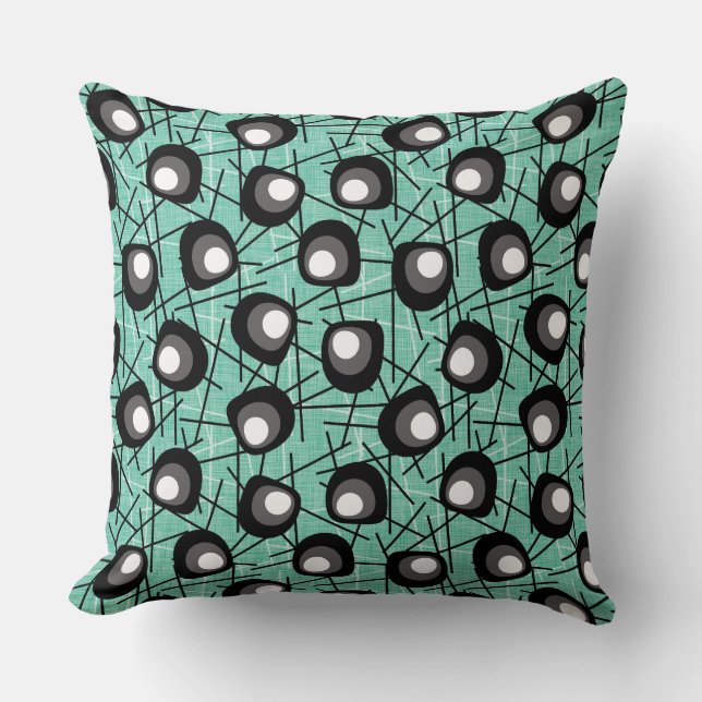 Atomic Circles | Mid-Century Modern | Aqua Cushion (Front)