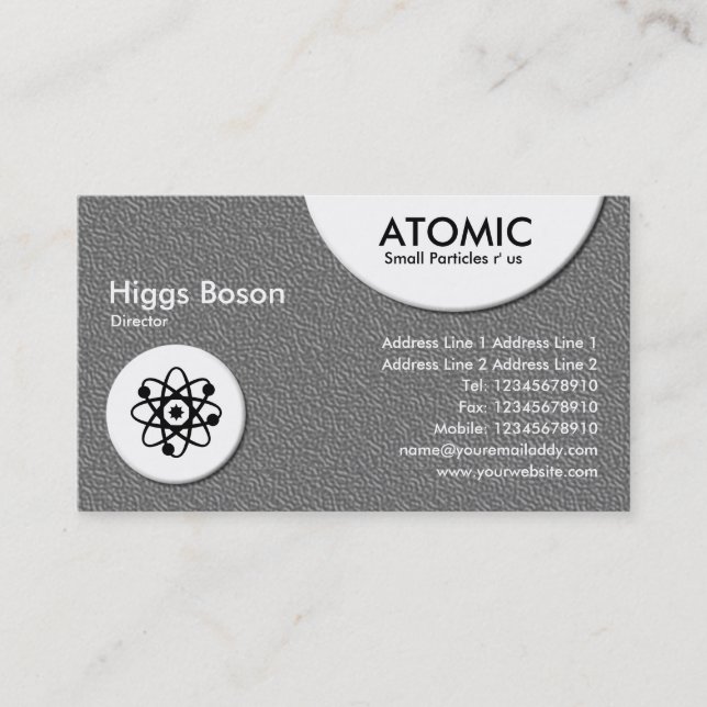 Atomic Circles - Mid Grey Embossed Texture Business Card (Front)