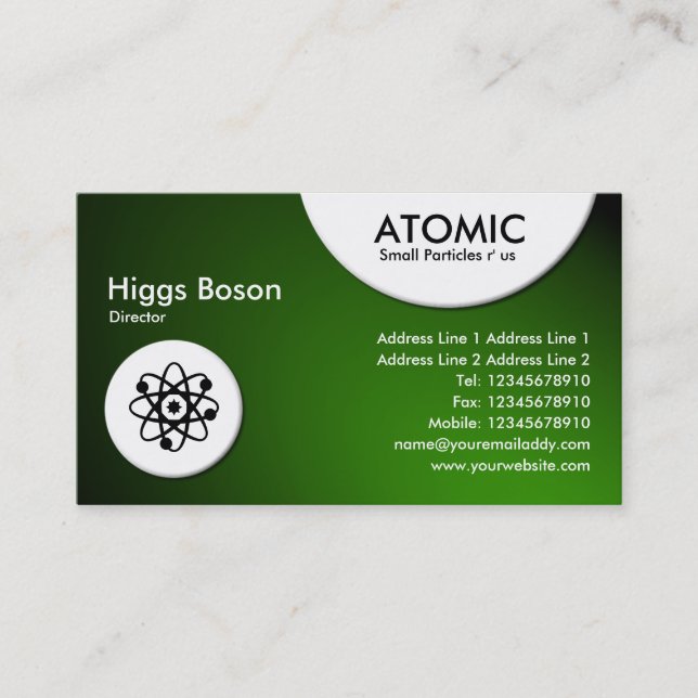 Atomic Circles - Spotlit - Green Business Card (Front)