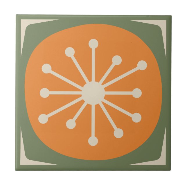 Atomic Dot Mid Century Modern Retro 50s 60s Ceramic Tile (Front)