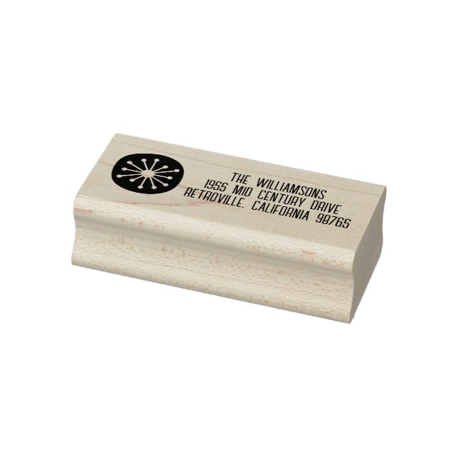 Atomic Dot Mid Century Modern Retro Personalised Rubber Stamp (Stamp)