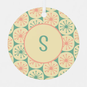 Atomic Dots Retro Mid Century Modern with Initial Metal Tree Decoration