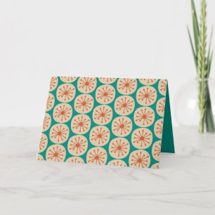 Atomic Dots Retro Mid Mod Pattern Orange Turquoise Holiday Card