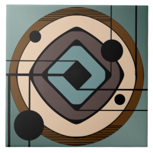 Atomic Era Abstract Art 'Coaster' Ceramic Tile