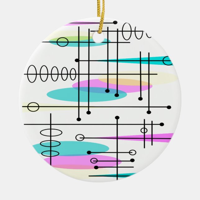 Atomic Era Abstract Colours and Design Ceramic Ornament (Front)