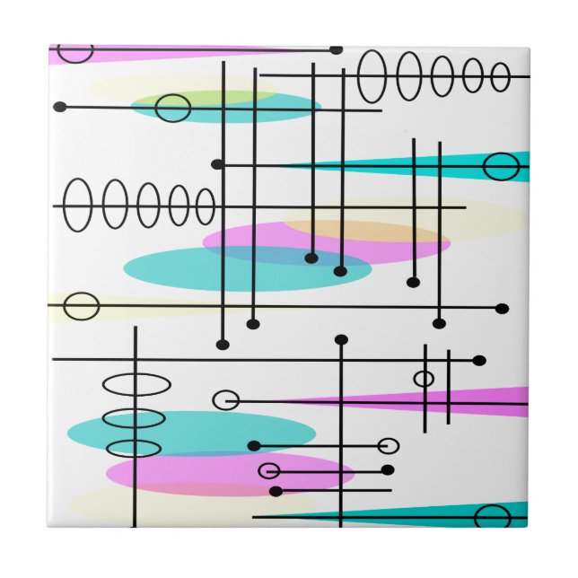 Atomic Era Abstract Colours and Design Tile (Front)