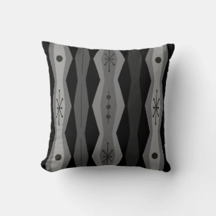 Atomic Era Abstract Columns Black Grey Cushion