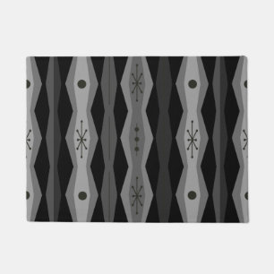 Atomic Era Abstract Columns Black Grey Doormat