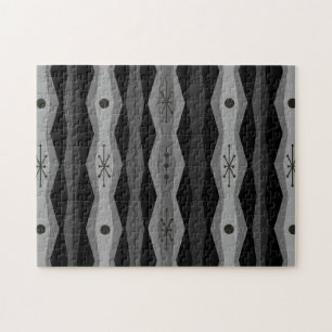 Atomic Era Abstract Columns Black Grey Jigsaw Puzzle