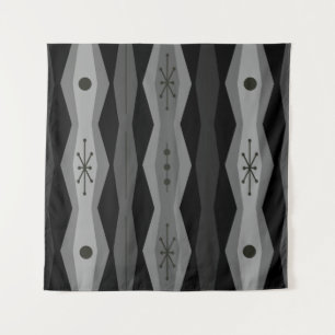 Atomic Era Abstract Columns Black Grey Tapestry