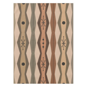 Atomic Era Abstract Columns Brown Tablecloth