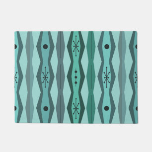 Atomic Era Abstract Columns Turquoise Doormat