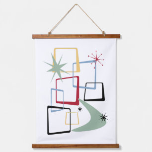 Atomic Era Abstract Squares Mid-century Hanging Tapestry