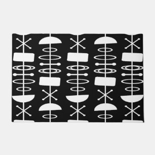 Atomic Era Abstract Symbols Black White Doormat