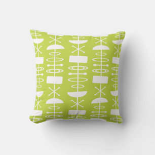 Atomic Era Abstract Symbols Chartreuse Cushion