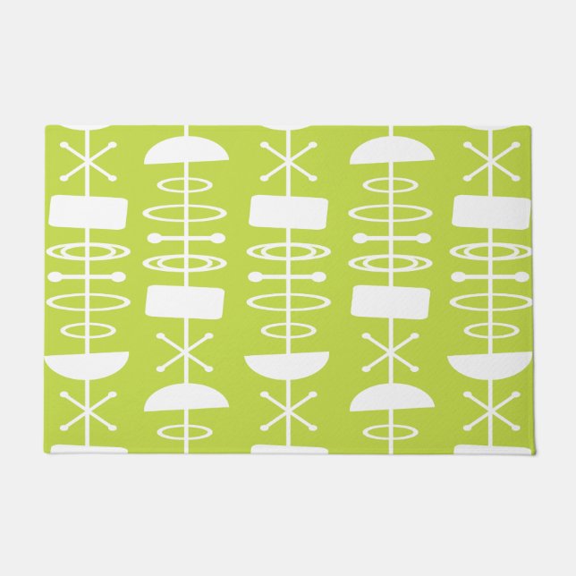 Atomic Era Abstract Symbols Chartreuse Doormat (Front)