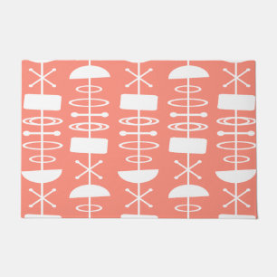 Atomic Era Abstract Symbols Salmon Pink Doormat