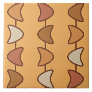 Atomic Era Boomerangs Burnt Orange Ceramic Tile
