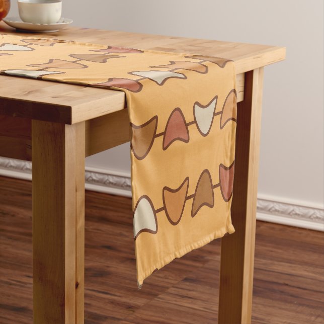 Atomic Era Boomerangs Burnt Orange Short Table Runner (In Situ)