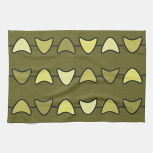 Atomic Era Boomerangs Olive Green Tea Towel