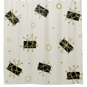 Atomic Era Brushes Sputnik Starbursts Shower Curtain