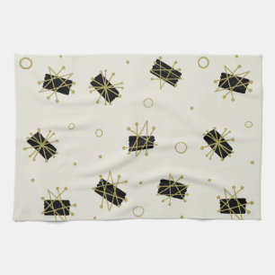 Atomic Era Brushes Sputnik Starbursts Tea Towel