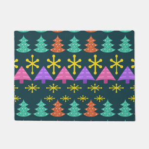 Atomic Era Christmas Trees Kitsch Dark Doormat