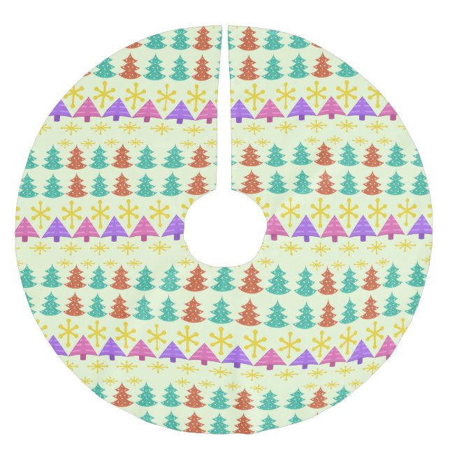 Atomic Era Christmas Trees Kitsch Light Brushed Polyester Tree Skirt (Front)