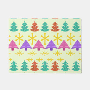 Atomic Era Christmas Trees Kitsch Light Doormat
