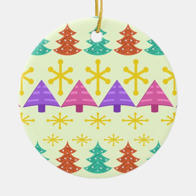 Atomic Era Christmas Trees Kitsch Light Ornament (Front)