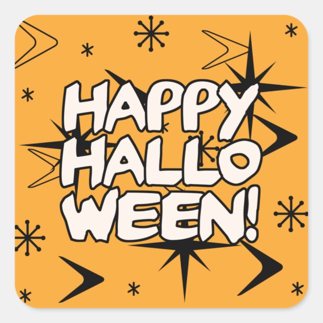 Atomic Era Happy Halloween Square Sticker (Front)
