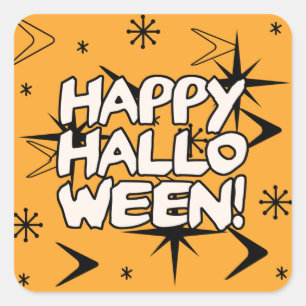 Atomic Era Happy Halloween Square Sticker