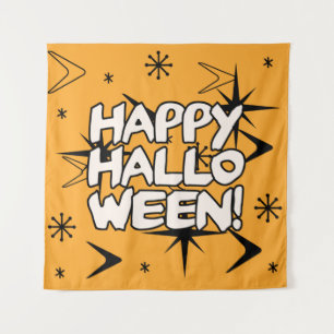 Atomic Era Happy Halloween Tapestry