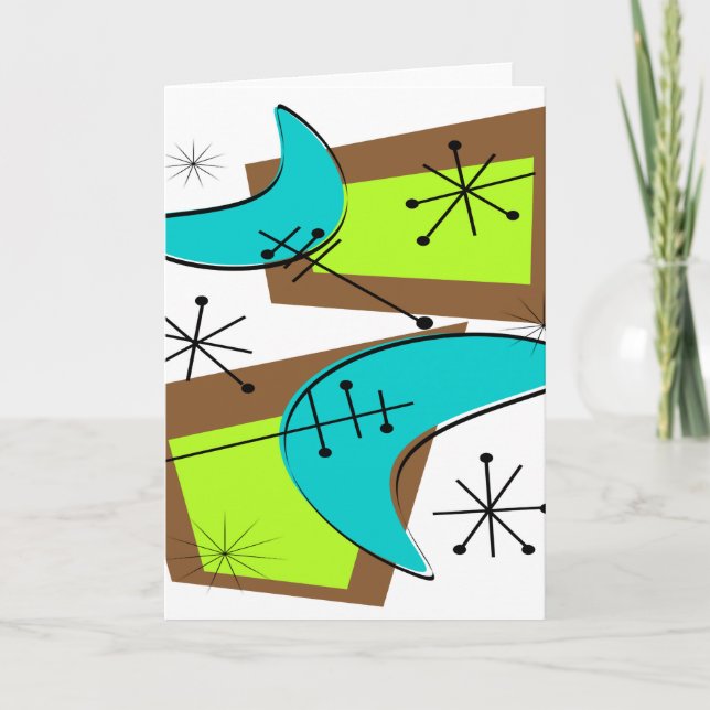 Atomic Era Inspired Boomerang Design Card (Front)