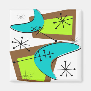 Atomic Era Inspired Boomerang Design Magnet