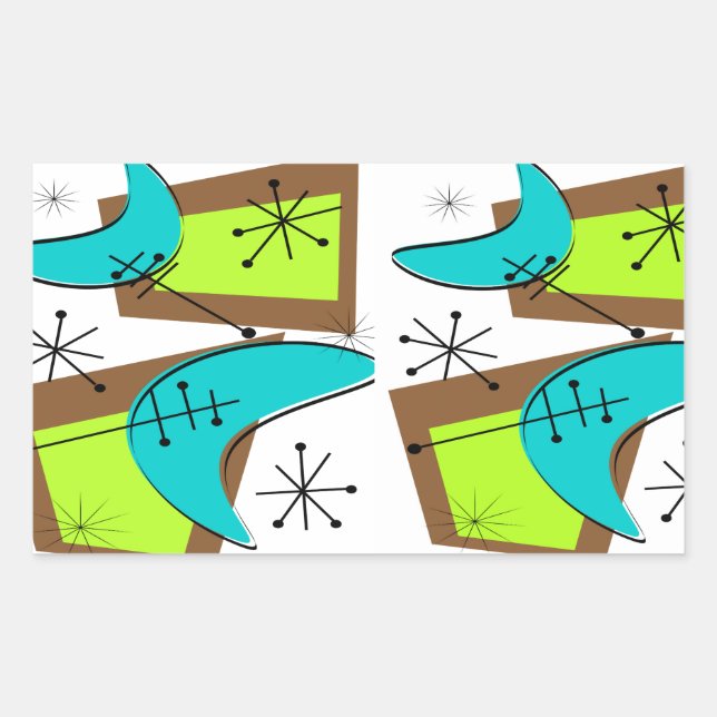 Atomic Era Inspired Boomerang Design Rectangular Sticker (Front)