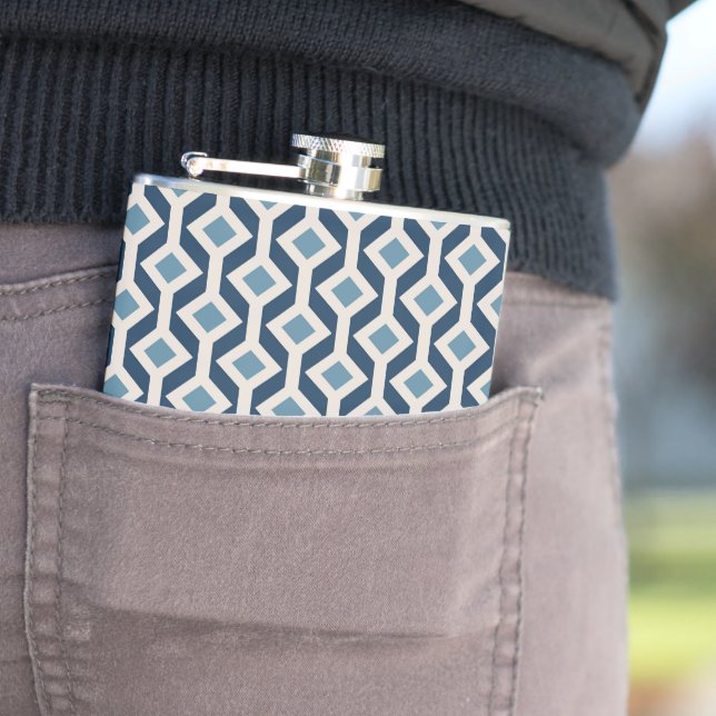 Atomic Era Inspired Geometric Pattern Hip Flask (In Situ)