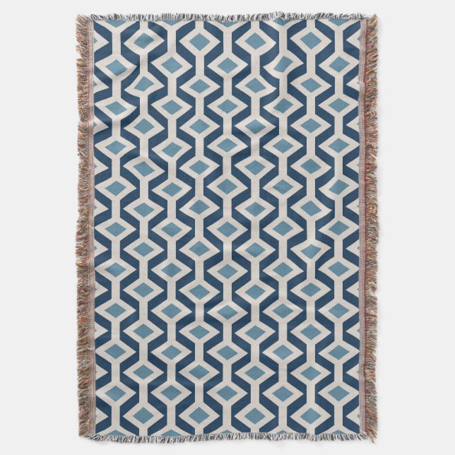 Atomic Era Inspired Geometric Pattern Throw Blanket (Front Vertical)