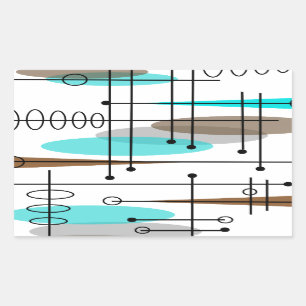 Atomic Era Inspired Mid-Century Design 13 Rectangular Sticker