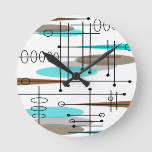 Atomic Era Inspired Mid-Century Design 13 Round Clock