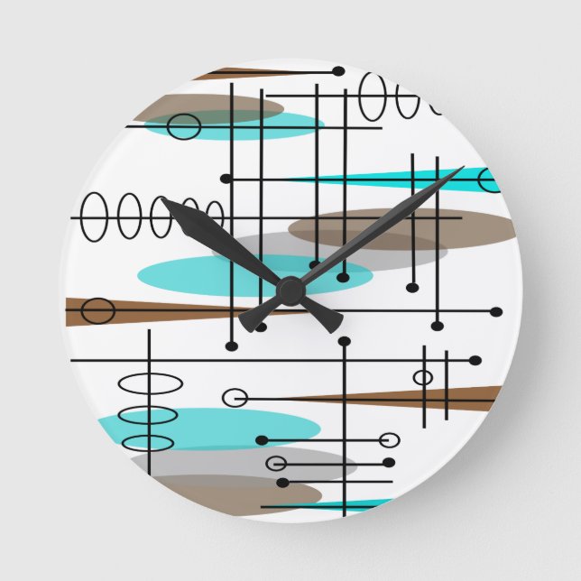 Atomic Era Inspired Mid-Century Design 13 Round Clock (Front)