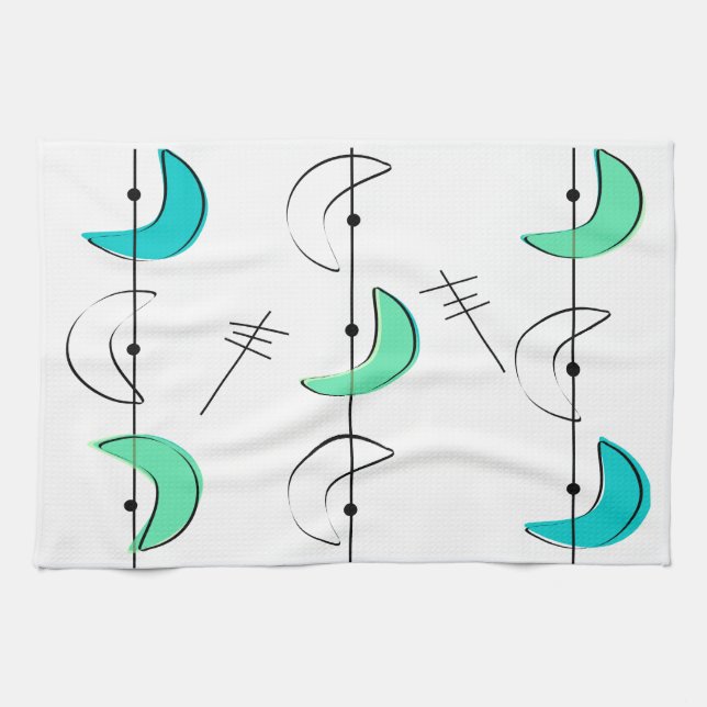 Atomic Era Inspired Mid-Century Design 16 Tea Towel (Horizontal)