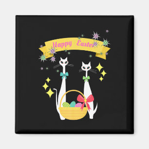 Atomic Era Mid Century Modern Cool Cat Happy Easte Magnet
