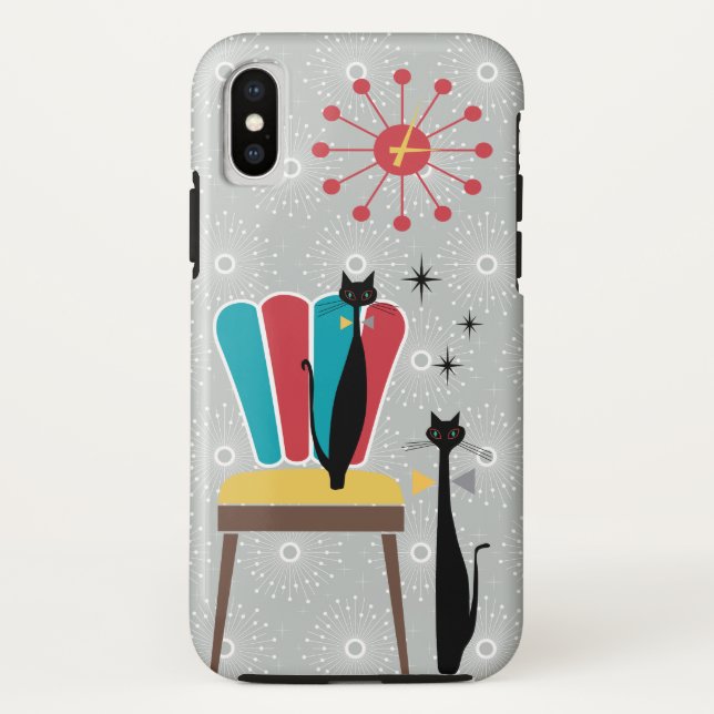 Atomic Era Mid Century Modern Cool Cats & Chair Case-Mate iPhone Case (Back)