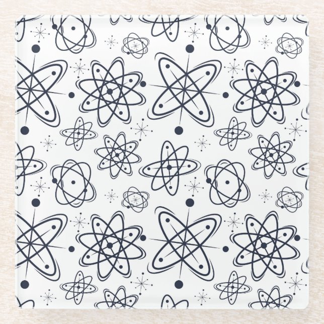Atomic Era: Mid-Century Modern Patterns Glass Coaster (Front)