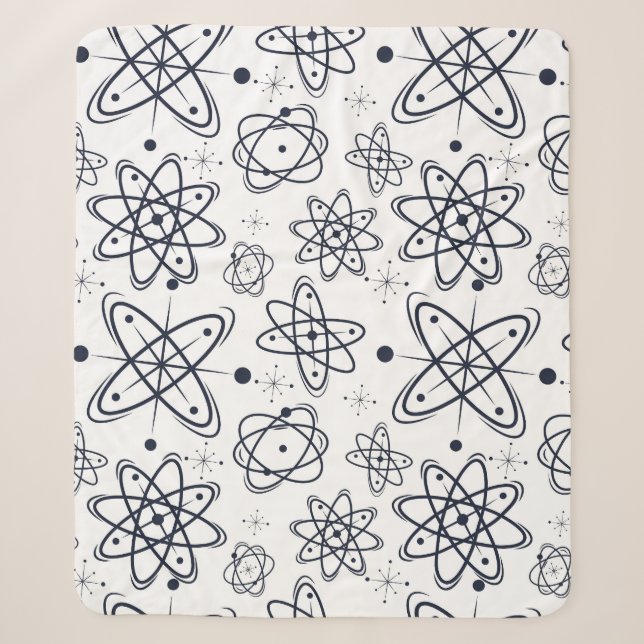 Atomic Era: Mid-Century Modern Patterns Sherpa Blanket (Front)