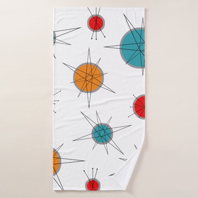 Atomic Era Retro Planets Bath Towel (Bath Towel)